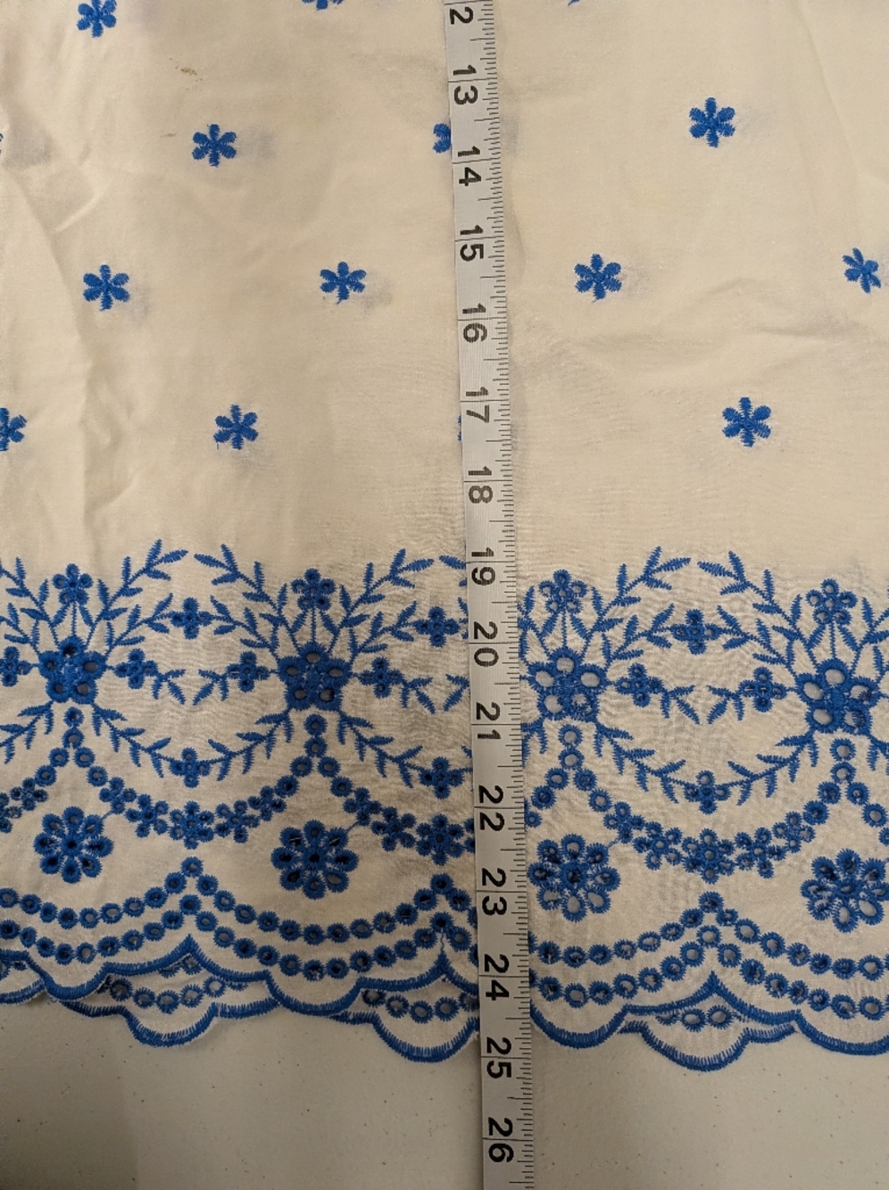 Embroidered Blouse Women L White Blue Floral Boho Long - Picture 3 of 8
